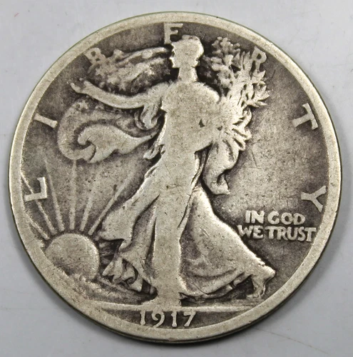1917 S Reverse Walking Liberty Half Dollar - VG !!