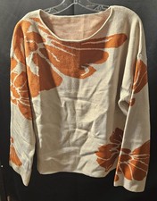Unbranded Cream Sweater w/ Orange Flowers - Sz L - NWoT