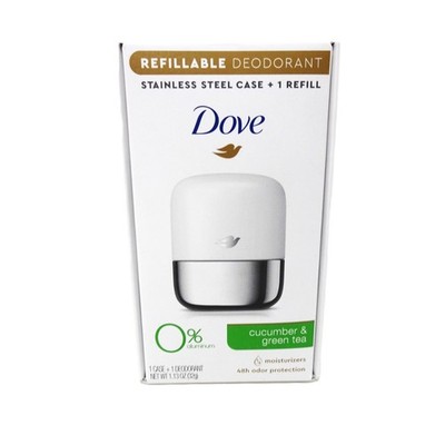 Dove Refillable Deodorant Stainless Case plus Refill  Cucumber and Green Tea 