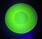 Uranium Glass Vintage Anchor Hocking Block Optic Green 8.25” Plate GLOWS
