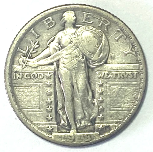 1918 25c Standing Liberty Silver Quarter Philadelphia