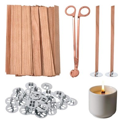 Wood Wicks For Candle Making Kit With Wick Trimmer Smokeless Core 200 PCS