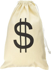 Large Canvas Natural Money Bag Pouch with Drawstring Closure and Dollar Sign Des
