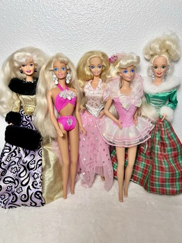 Vintage Barbie Mattel 80s-90s Dolls W/mostly Original Outfits Lot Of 5