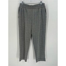 a new day Women's Gray Plaid Cropped Ankle Pull On Trouser Pants Size Medium