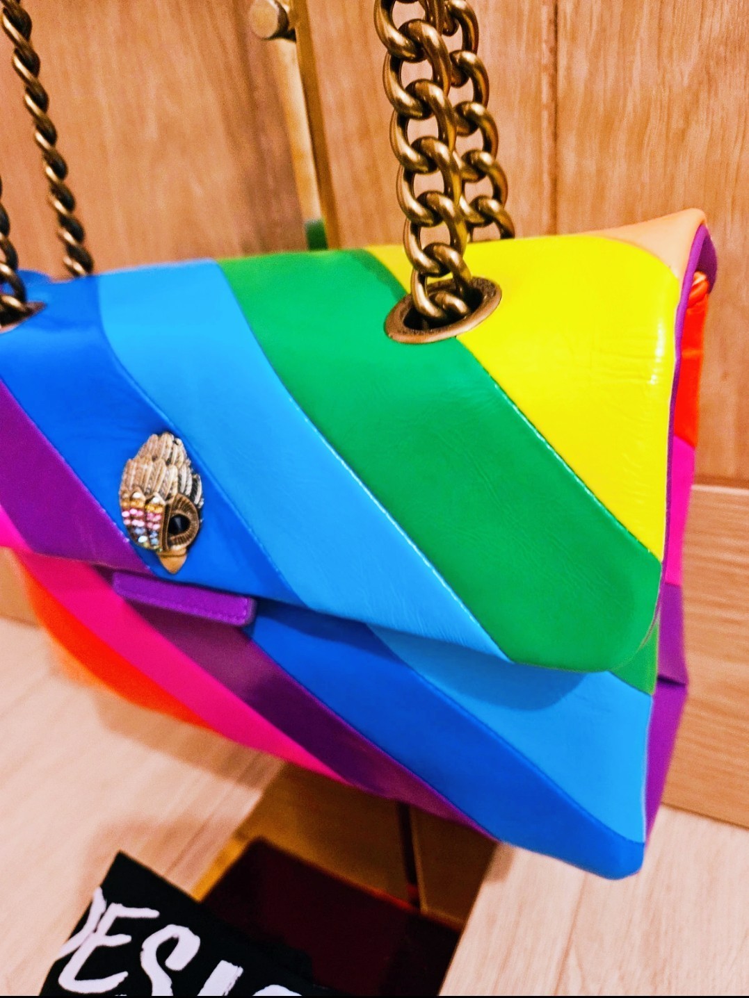 Kurt Geiger London Medium Kensington Leather Neon Rainbow Bag Last One Sold Out image 5
