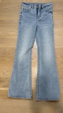 Express Flared High Rise Stretch Denim Jeans Light Blue Women's Light Wash
