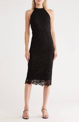 NEW NSR Norma Halter Midi Dress Black Size L