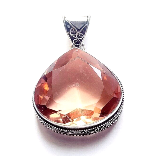 Morganite Gemstone Handmade 925 Sterling Silver Ethnic Jewelry Pendant - Picture 7 of 15