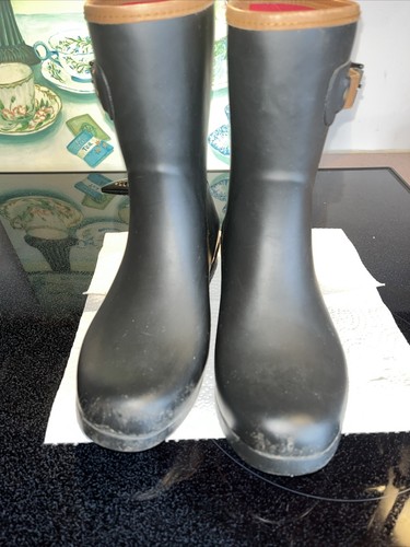 CHOOKA WOMEN'S CITY SOLID MID HEIGHT MEMORY FOAM RAIN BOOTS sz 8 BLACK HANDCRAFT - Picture 9 of 10