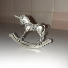 Vintage Miniature Pewter Unicorn Figurine 2.4" x 0.6" x 1.8" tall