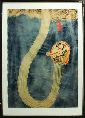 Aquarell Mischtechnik Surreal Abstrakt Informell Liebespaar 60er Jahre - Bild 1 von 4
