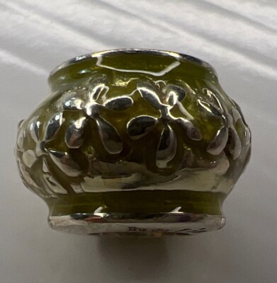 NEU HALIA 925 Sterling Silber Bead Charm limettengrün Emaille Blumen