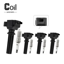 4pcs Ignition Coil & Spark Plug For Ford Edge Escape Focus Fusion Explorer UF670