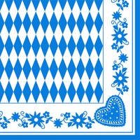 400 Servietten 3-Lagig 1/4-Falz 40 Cm Bayrisch Blau Oktoberfest Dekorservietten