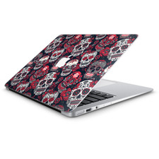Skin Decal Wrap for Macbook Air 13 Inch 13" - Sugar Skulls Red Black Dia de los