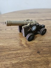 Vintage Toy Miniature Metal/Wood Ships Cannon made in Italy 4.75 Inch
