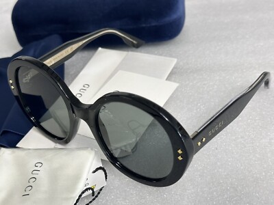 GUCCI GG1081S SUNGLASSES - Oversized Black Gucci GG1081S Sunglasses Women Black Gray Round 54mm New 100  main image 3
