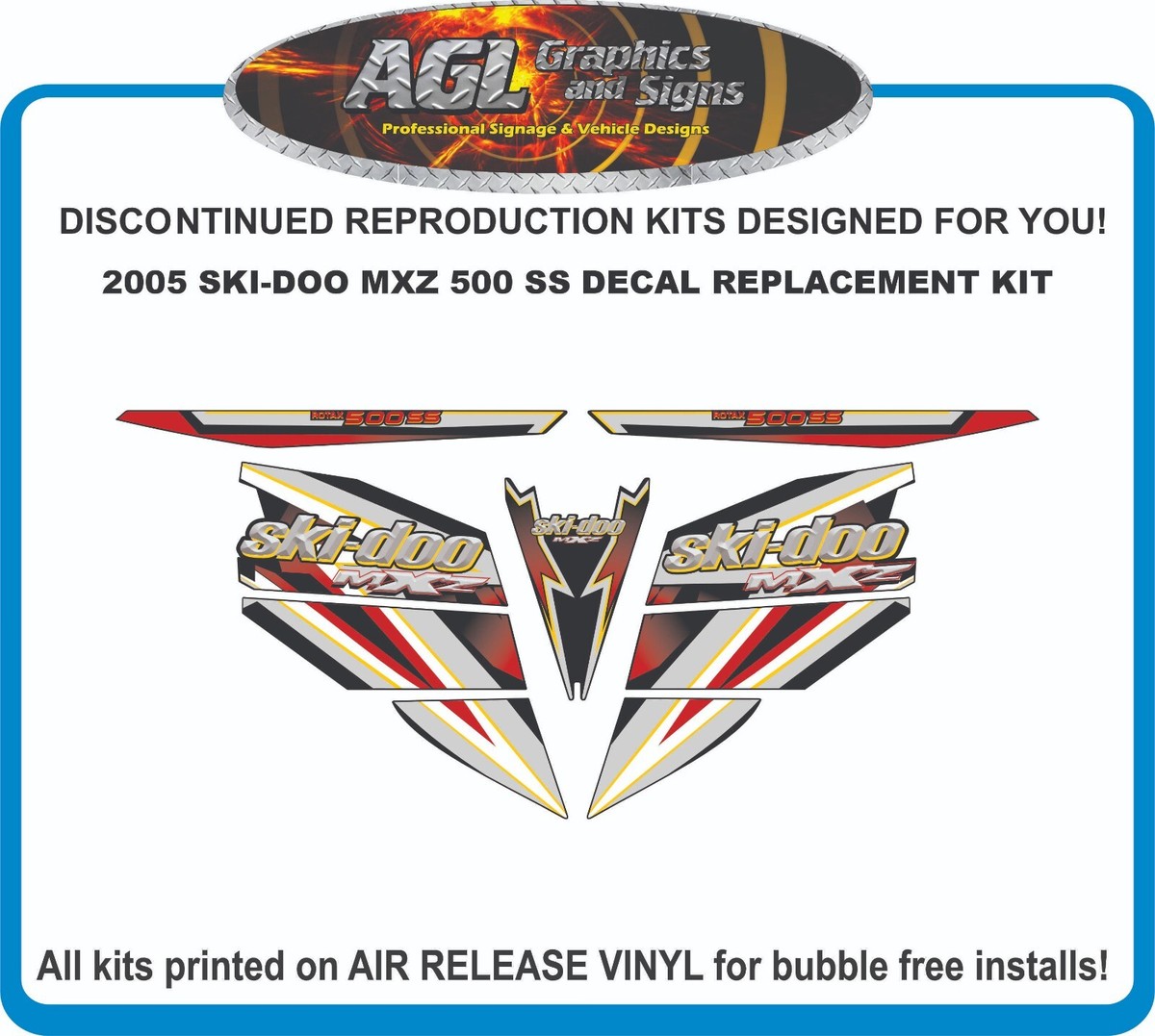 Reproduction snowmobile Decal Kit for 2005 Ski-doo MXZ 500 SS