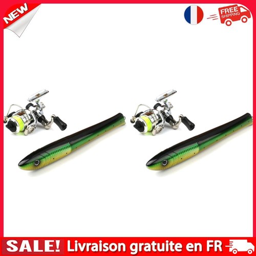 Portable Fish Shaped Mini Pocket Pen Telescopic Fishing Rod Reel Combo Set