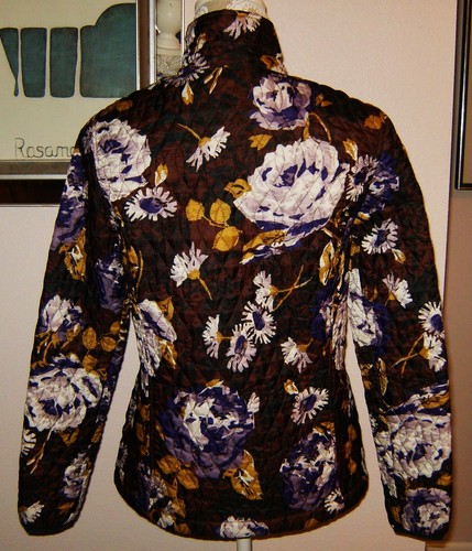 NWOT LAND’S END Womens Quilted Jacket Sz XS 2-4 Floral Purple Full Zip Polyester - Picture 3 of 9