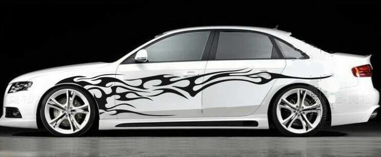 2x Calcomanías laterales de carrocería de automóvil SUV vinilo gráficos de llama rayas de carreras pegatina universal Foto 3 de 4