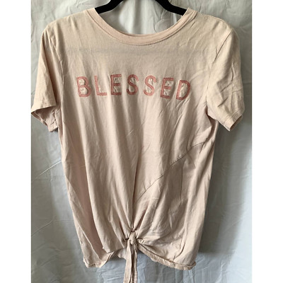 Sweet Soul Pink T Shirt Short Sleeve Blessed Tee Tie Hem Size Small