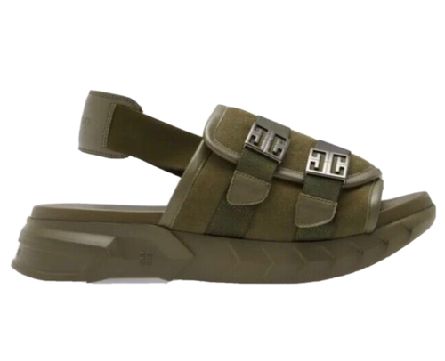 $850 Givenchy 4G Marshmallow Slingback Pool Slides Sandals Slippers Olive 10/43 - Picture 16 of 20