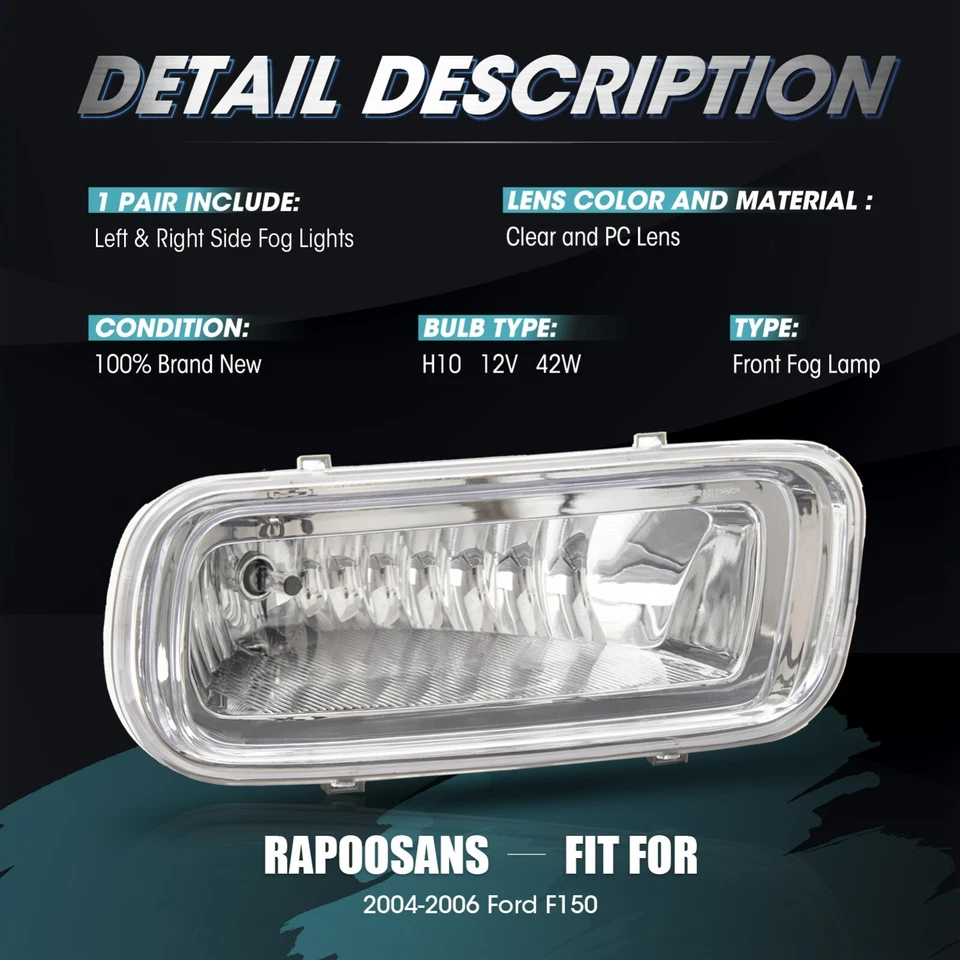 Luces antiniebla de conducción aptas para Ford F150/2006 Lincoln Mark LT 2004-2006-L&R Foto 3 de 4