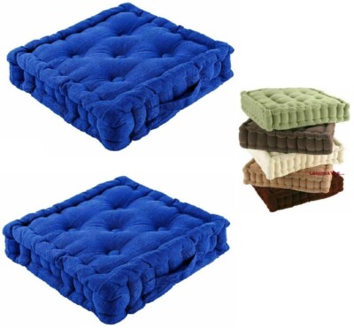 CHUNKY GARDEN DRINNEN OUTDOOR ESSZIMMER STUHL ERHÖHUNG KISSEN BAUMWOLLE SITZ BLAU X 2