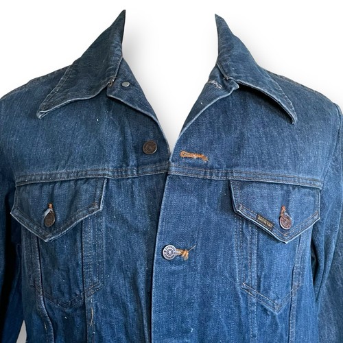Vintage 70s Sears Western Wear Mens Jean Jacket Sz Medium LG Blue Denim Trucker - Picture 4 of 15