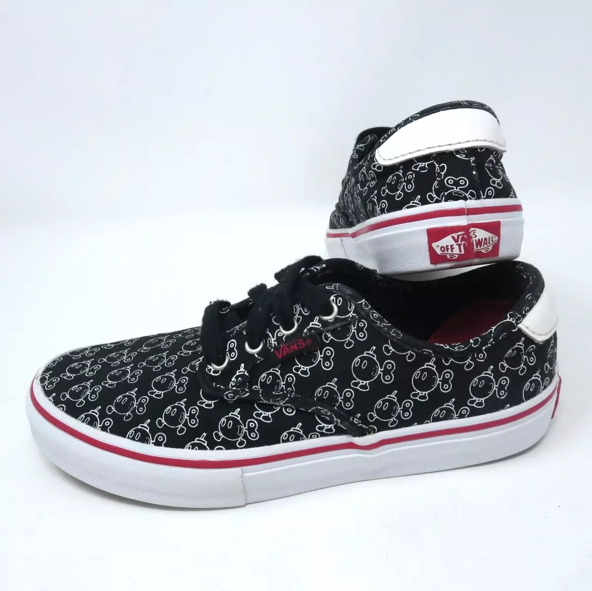 Vans Super Mario Bob Omb Kids Size 3.5 Shoes Nintendo Sneakers Black White