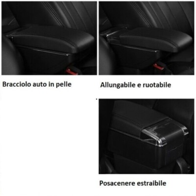 Bracciolo Compatibile Con Smart 453 ForTwo E ForFour E EQ Nero Laterali Bianchi E Cuciture Bianche Regolabile E Portaoggetti - Foto 10