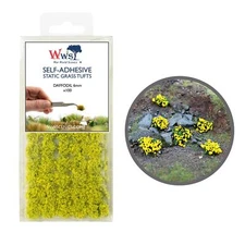 WWS Static Grass Tufts x 100 – Daffodil, 6mm – Model Railway Wargame Scenery