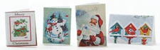 Dollhouse Miniatures 1:12 Scale Christmas Card Set, 4pc #MUL5609