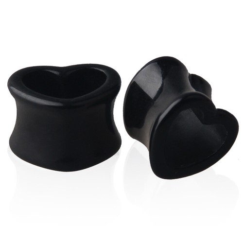 1 Pair Acrylic Hollow Heart Double Flared Saddle Flesh Tunnel Ear Plug Expander - Picture 10 of 13