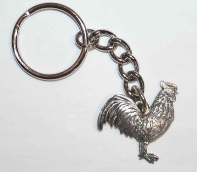 ROOSTER Bird Fine Pewter Keychain Key Chain Ring USA Made