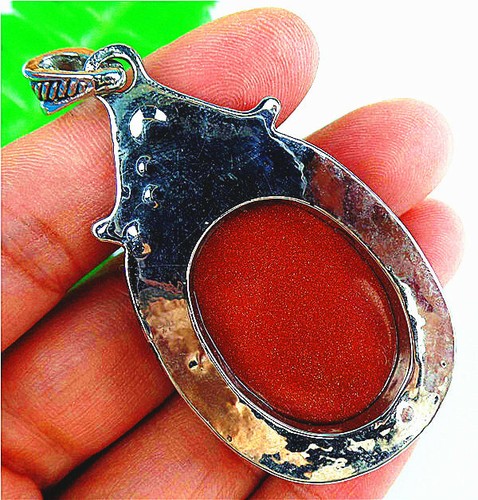 54x30x10mm Alloy Inlay Brown Red Gold Sand Stone Oval Pendant Bead EA78891 - Picture 2 of 2