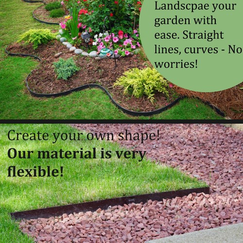 Flexible Rasenkantenumrandung mit Heringen Gartenumrandung für Wege treibt Gras 10-100m - Bild 3 von 18