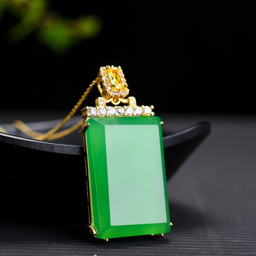 Certified natural high Ice Green Jade Jadeite amulet Pendant&Necklaces平安无事牌 - Picture 3 of 5