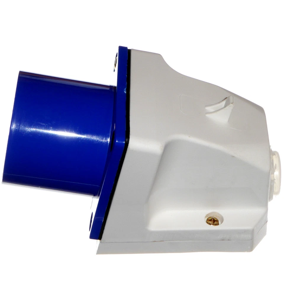 32 Amp Appliance Inlet 3 Pin 230V Blue IP44 Surface Mount Plug 32 A 2P+E - Image 3 of 4