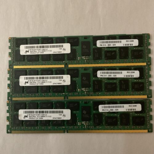Micron 8GB 3x8GB PC3-12800R DDR3 ECC MT36JSF1G72PZ-1G6K1LE Server Memory RAM