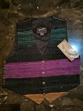 Katch Me Retro Western Rancher Rodeo Polyester &  Leather Vest  w/ tags