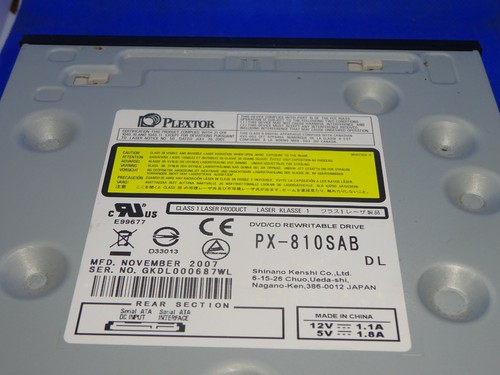 PLEXTOR PX-810SA DVD/CD REWRITABLE DRIVE DVD+R DL SATA LAUFWERK SCHWARZ#LW371 - Bild 3 von 3