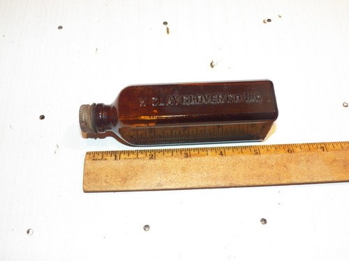 Vintage H CLAY GLOVER CO Brown Embossed Medicine Bottle; NEW YORK, NY - Picture 2 of 5