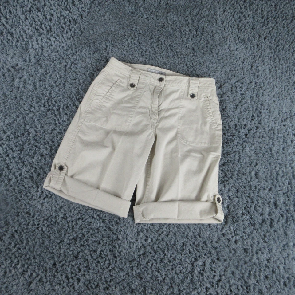 Chicos Shorts Womens 0.5 US Small Beige Roll Tab Platinum Cameo Short 29x9* - Image 2 of 4