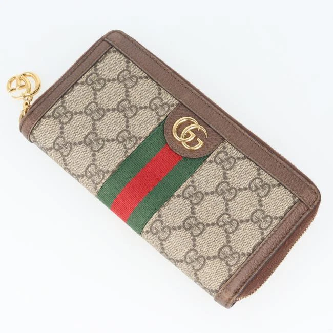 Gucci GUCCI 523154 Portefeuille long rond à fermeture éclair GG Supreme Offidia toile beige