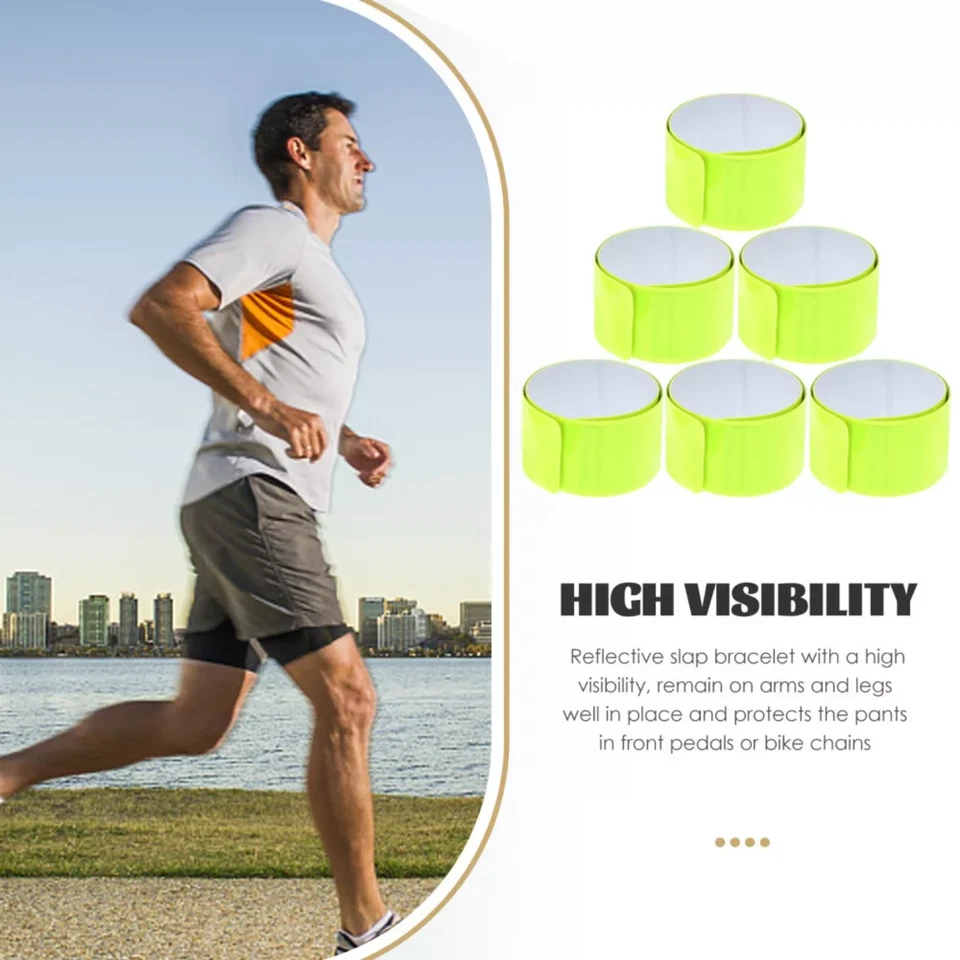 4X Premium Hi-Vis Safety Slap Bands Reflective Wristbands Night Running, Jogging - Image 4 of 4