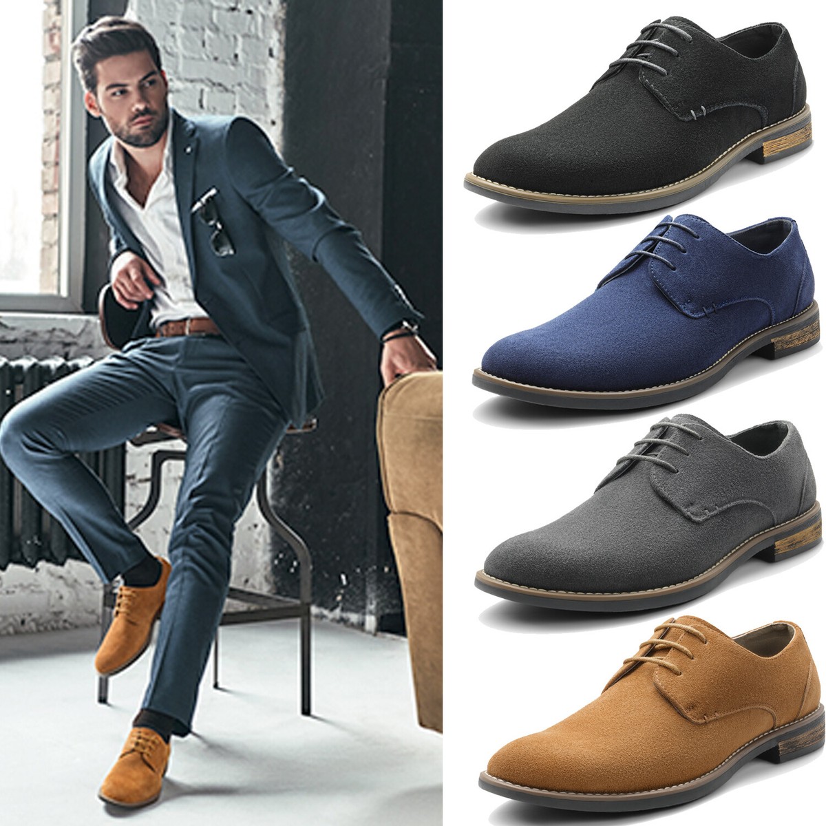 BRUNO MARC Men s Suede Oxford Dress Shoes