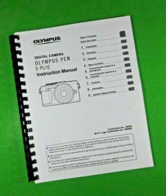 Owners Manual for Olympus E-PL10 Camera 179 Pages W/Clear Covers!